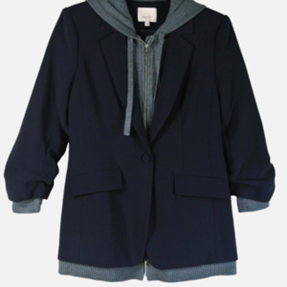 Cinq A Sept Sweater Knit Khloe Blazer in Navy/Heather Gray
